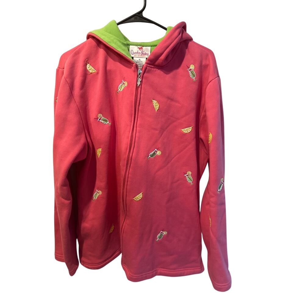 ⭐️ Women’s Quacker Factory Margarita Appliqué Full Zip Sweatshirt Size XL